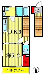 ハーモニーガーデン 1DKの間取図画像