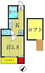 アズール柴又 1Kの間取図画像