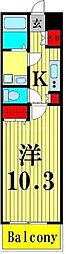 トライアングル綾瀬 1Kの間取図画像