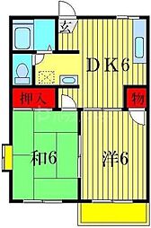 コーポサンケイ 2DKの間取図画像