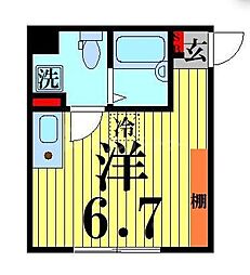 COCOFLAT北千住North ワンルームの間取図画像