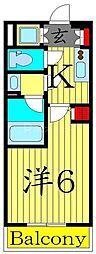 ライジングプレイス綾瀬 1Kの間取図画像
