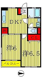 サンパティーク西綾瀬 2DKの間取図画像