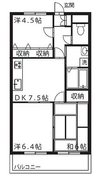 コートエレガンスK 202｜東京都福生市牛浜(賃貸マンション3DK・2階・57.30㎡)の写真 その2