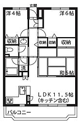 田園コートエレガンスElle-D 3LDKの間取図画像