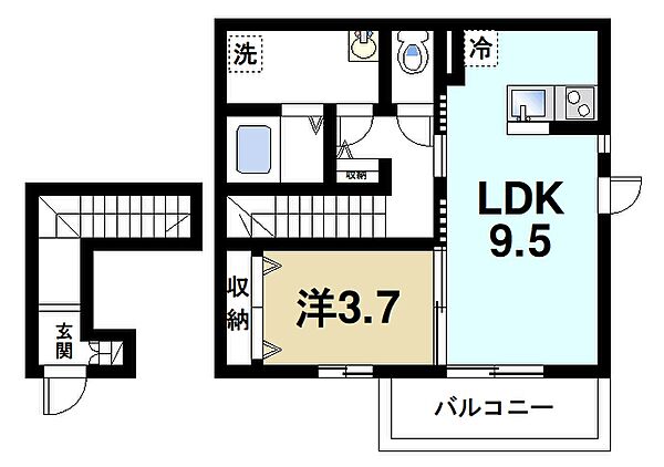 奈良県大和郡山市小泉町(賃貸アパート1LDK・2階・42.53㎡)の写真 その2