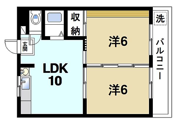 奈良県奈良市西木辻町(賃貸マンション2LDK・3階・42.12㎡)の写真 その2