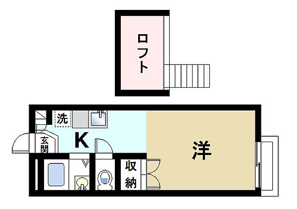 画像2:単身様におススメのゆったりとした間取り。