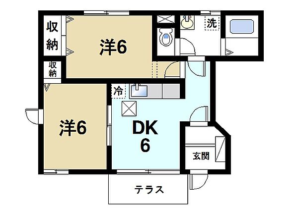 奈良県大和郡山市筒井町(賃貸アパート2DK・1階・44.34㎡)の写真 その2
