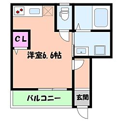 阪急神戸本線 六甲駅 徒歩22分の賃貸アパート 1階ワンルームの間取り