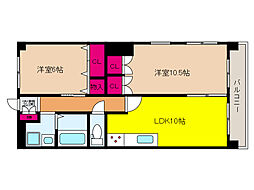 栄ハイツ六甲 2LDKの間取図画像