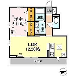 日暮里舎人ライナー 江北駅 徒歩12分の賃貸アパート 1階1LDKの間取り
