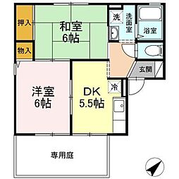 つくばエクスプレス 六町駅 徒歩25分の賃貸アパート 2階2DKの間取り