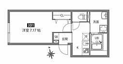 京成本線 堀切菖蒲園駅 徒歩4分の賃貸アパート 3階1Kの間取り