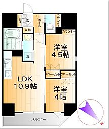 オープンレジデンシア日暮里ステーションフロント 2LDKの間取図画像