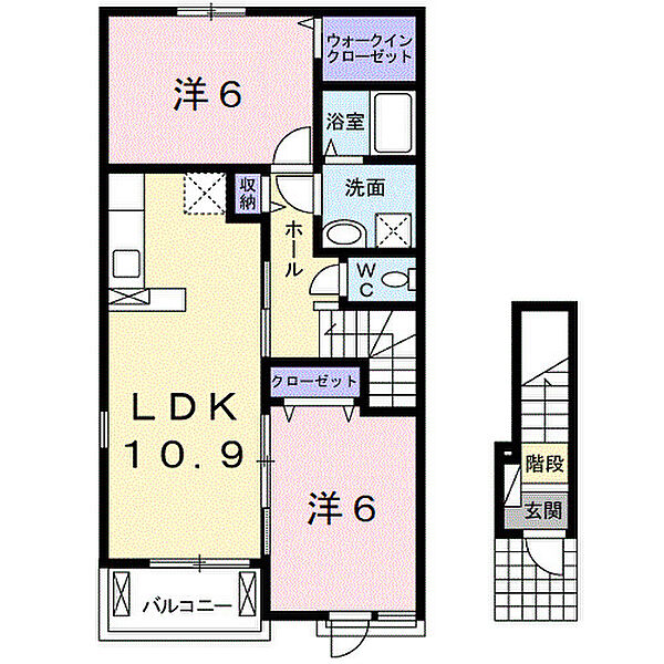 コンブリオII 201｜和歌山県海南市重根(賃貸アパート2LDK・2階・57.21㎡)の写真 その2