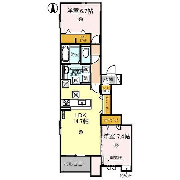 COMU　TERRACE 102｜和歌山県和歌山市北田辺丁(賃貸アパート2LDK・1階・68.54㎡)の写真 その2