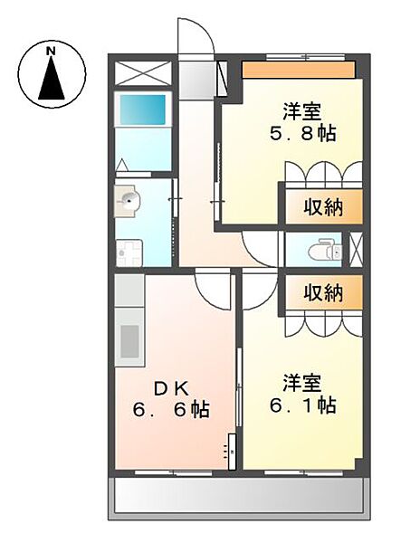 ガーデンビレッジ　ｐａｒｔII 202｜和歌山県和歌山市有家(賃貸アパート2DK・2階・45.63㎡)の写真 その4