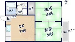 ヒルサイドテラス 2DKの間取図画像