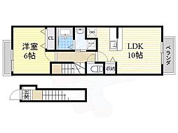 ピアチェーレA棟 1LDKの間取図画像