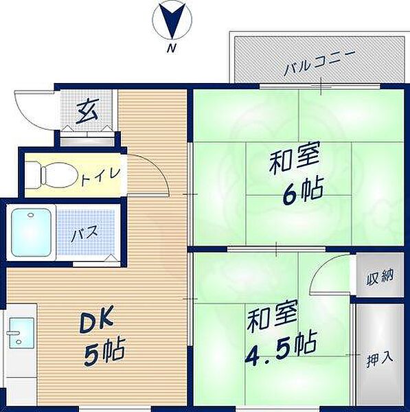 大阪府東大阪市新池島町２丁目(賃貸アパート2DK・2階・35.00㎡)の写真 その2