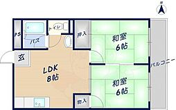 旭ガーデンハイツ 2LDKの間取図画像