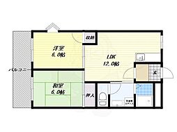 ラ・ポール鴻池 2LDKの間取図画像