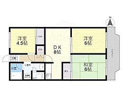 第2東大阪村橋マンション 3DKの間取図画像