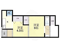 永楽荘 1階2Kの間取り