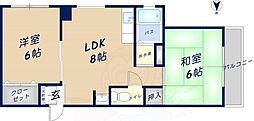 シャトー西村 2LDKの間取図画像