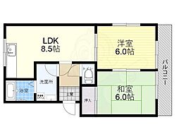 ラルゴ若江 2LDKの間取図画像