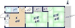 八栄マンション 2DKの間取図画像