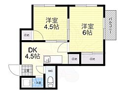 荒木マンション 2DKの間取図画像