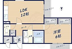 花園KSマンション 1LDKの間取図画像