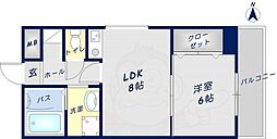 ドゥ・ミル・アン東大阪 1LDKの間取図画像