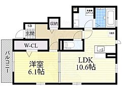 アルベロ 1LDKの間取図画像