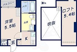 花園本町テラス 1Kの間取図画像