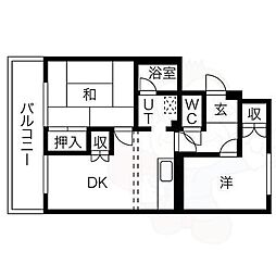 ドムール芝高 2DKの間取図画像