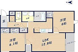 アルカディア2 2LDKの間取図画像