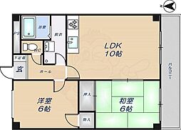 メゾン新石切 2LDKの間取図画像