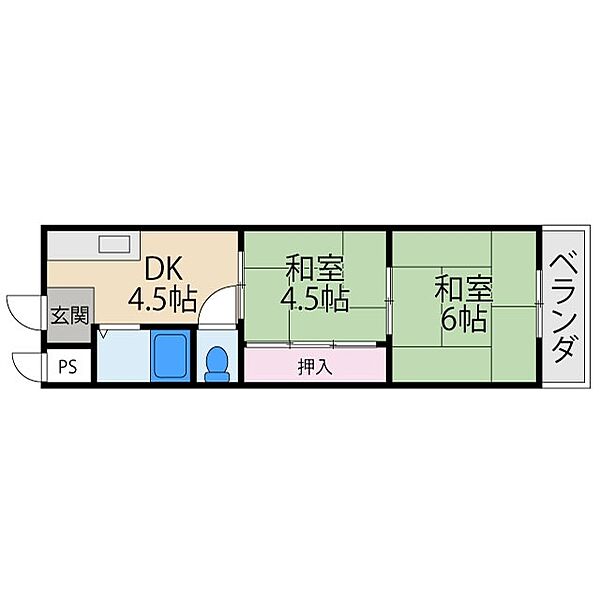 栄光サンプラザ ｜大阪府寝屋川市石津南町(賃貸マンション2DK・4階・30.00㎡)の写真 その2