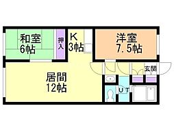 丸増山鼻ロイヤルハイツ 2LDKの間取図画像