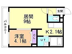 アリュール南6条 5階1LDKの間取り