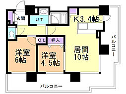 ブランズタワーアイム札幌大通公園 2LDKの間取図画像