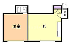 ロミ円山 1DKの間取図画像