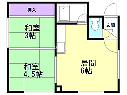 シルビアマンション 2DKの間取図画像