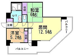 ライオンズマンション札幌スカイタワー 24階2LDKの間取り