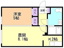 モデュロール南円山 1階1LDKの間取り