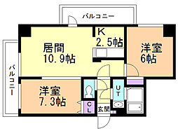パルティーレ山鼻 2LDKの間取図画像