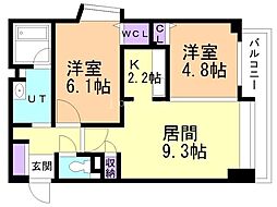 ＰＲＩＭＥ　ＵＲＢＡＮ北3条通 4階2LDKの間取り